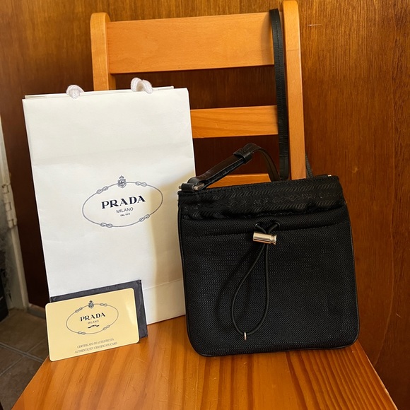 Prada Handbags - Authentic vintage Prada Tessuto Nero mini crossbody bag.